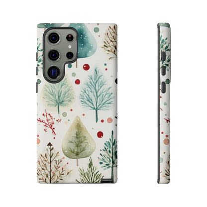 Watercolor Winter Trees Samsung Galaxy Case – Nature-Inspired, Holiday Theme Protective Cover