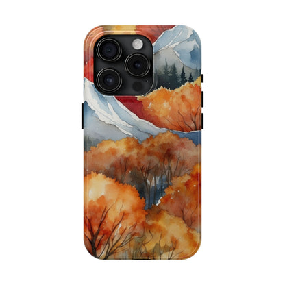 Autumn Mountain Forest Watercolor - iPhone Case