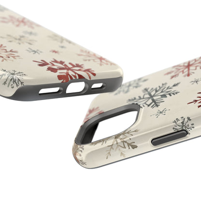 Vintage Red and Gray Snowflake Pattern – MagSafe iPhone Series Case