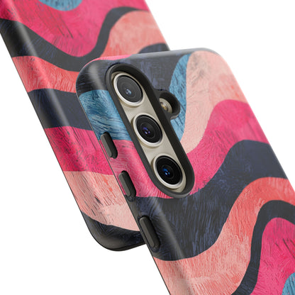 Abstract Wave Pattern Samsung Galaxy Case – Shockproof, Matte Finish, Dual-Layer Protection