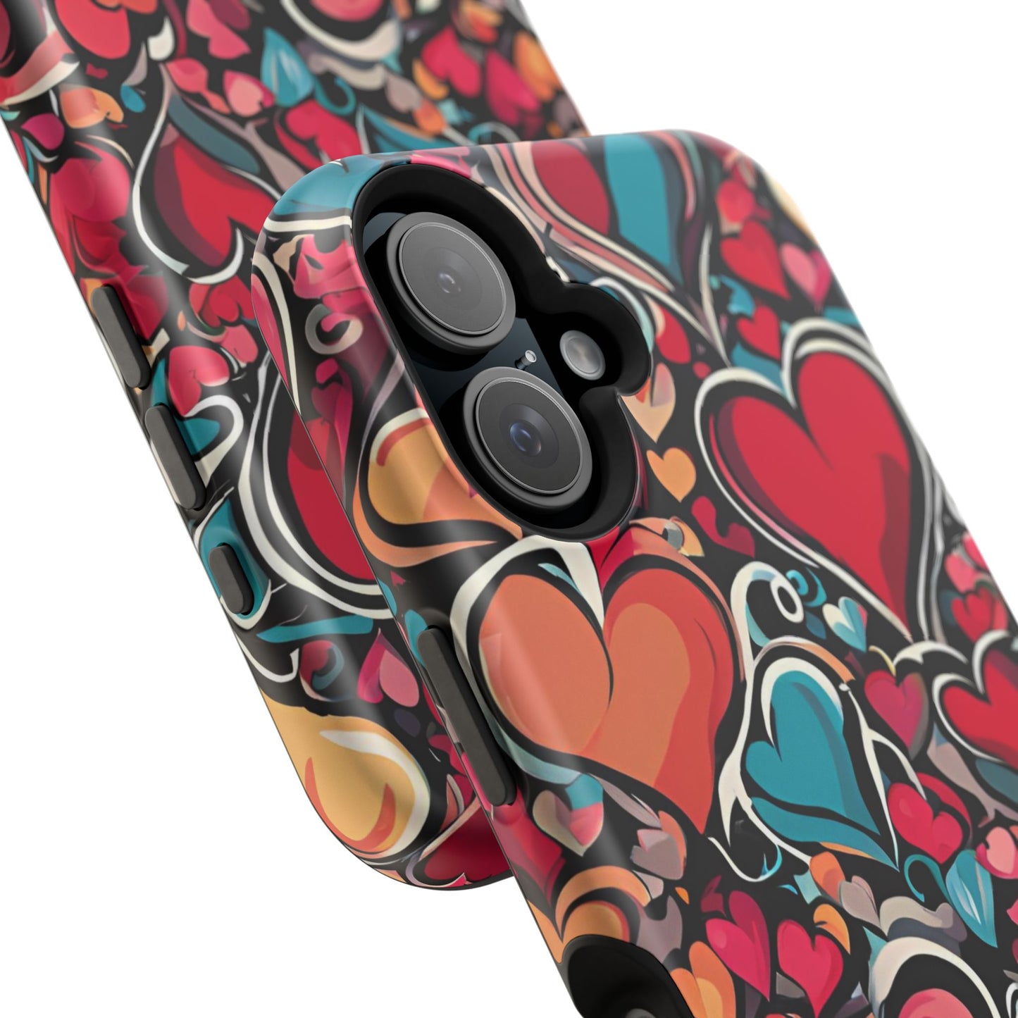 Vibrant Multicolor Heart Art – MagSafe-Compatible iPhone Case