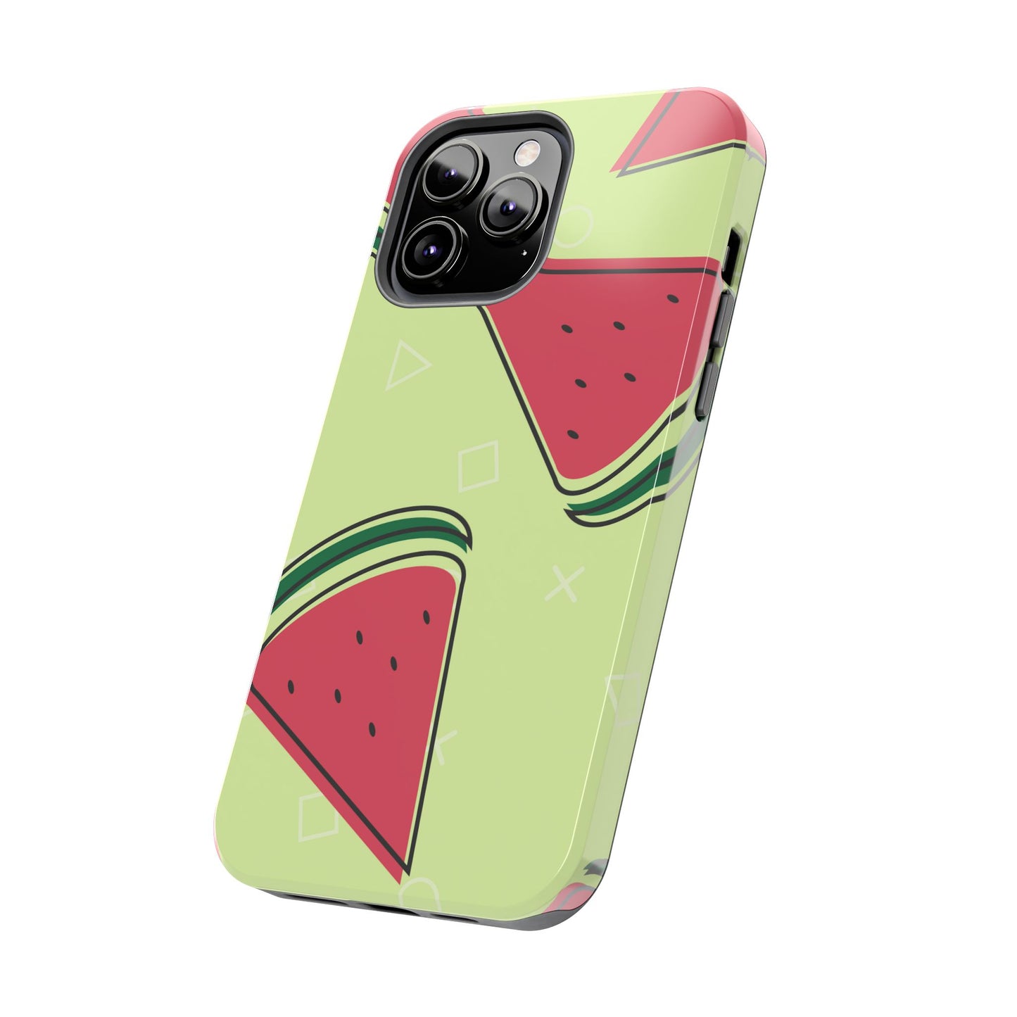 Watermelon Slice iPhone Case – Fresh & Fun Design with Retro Geometric Pattern