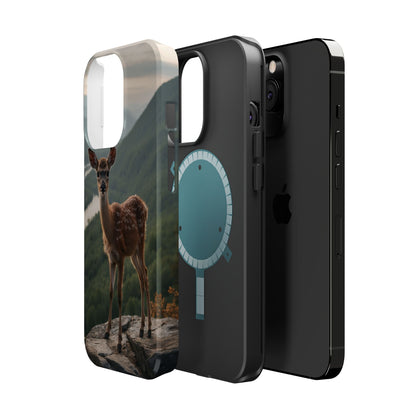 Majestic Fawn Overlooking Mountain Vista MagSafe iPhone Case