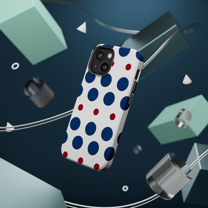 Bold Navy & Red Polka Dot Pattern – MagSafe iPhone Case