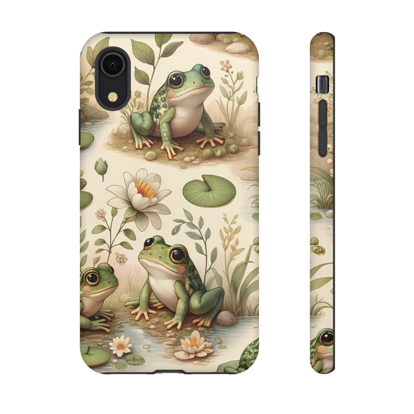 Cute Frogs Phone Case - Pond Pals Frolic - Charming Frog Lily Pad Phone Case for iPhone, Google & Samsung! Great Gift For Any Frog Lover!