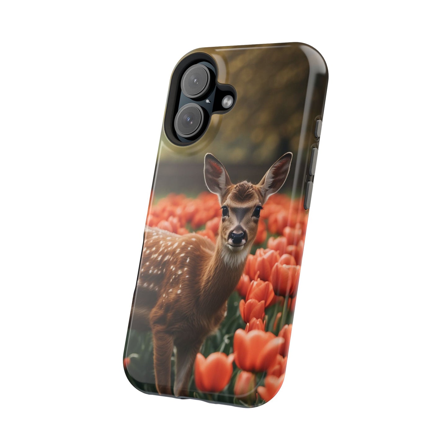 Fawn Among Tulips MagSafe iPhone Case