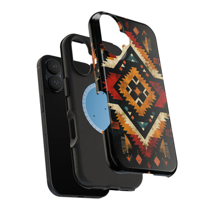 Southwestern Tribal Diamond Tough MagSafe iPhone Case – Bold Geometric Pattern, Dual-Layer Protection