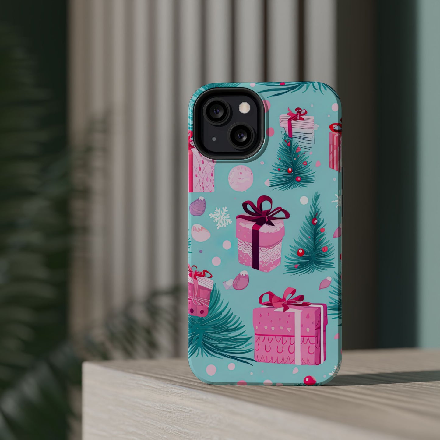 Festive Pink Christmas Gifts and Evergreen MagSafe iPhone Case – Holiday Theme, Protective Cover