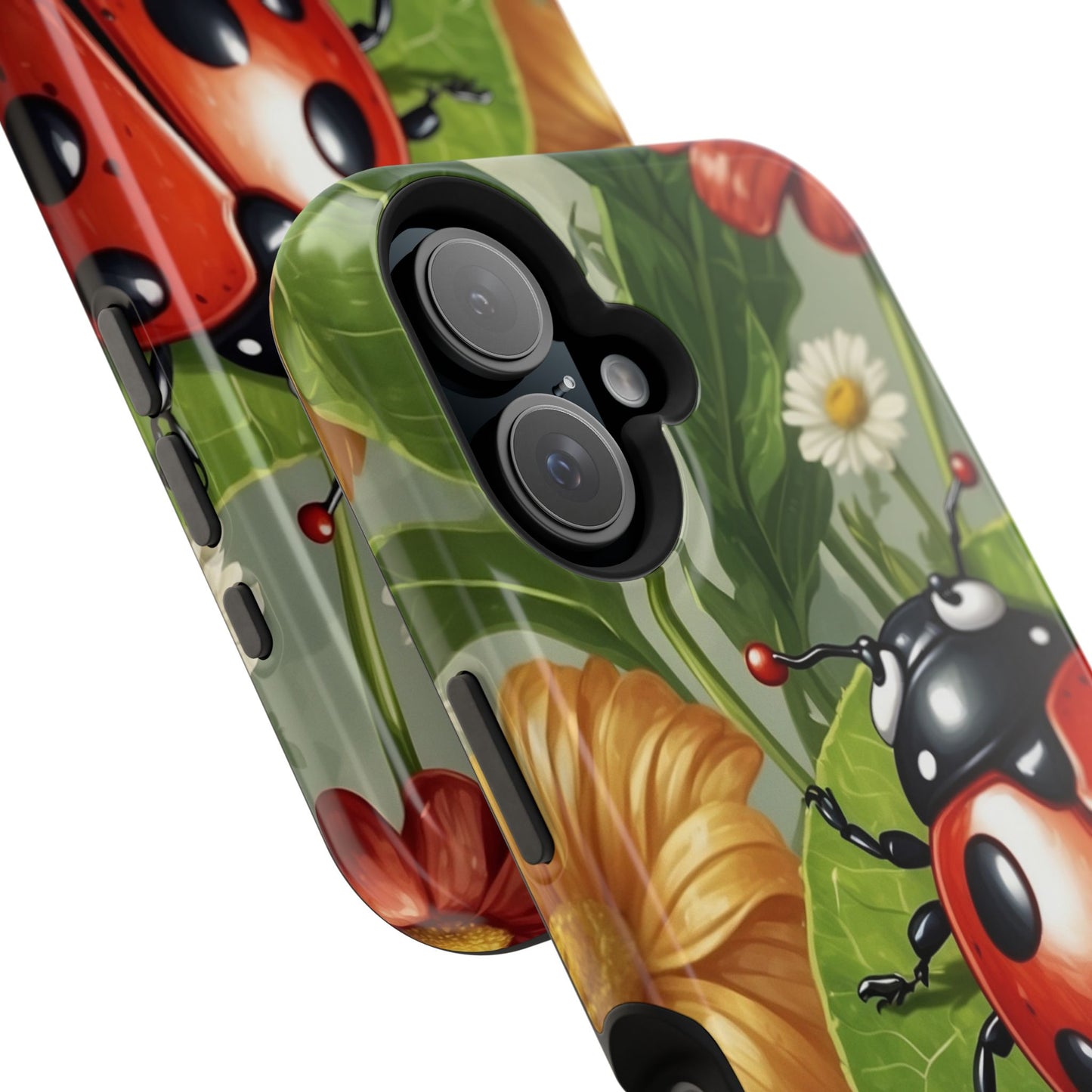 Ladybug Garden MagSafe iPhone Case – Whimsical Floral Design