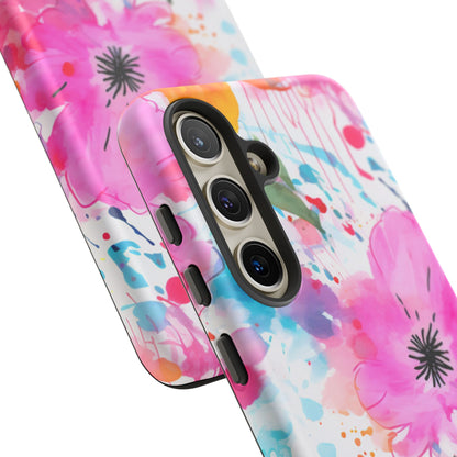 Color Splash Pink & Orange Watercolor Floral - Samsung Galaxy Case