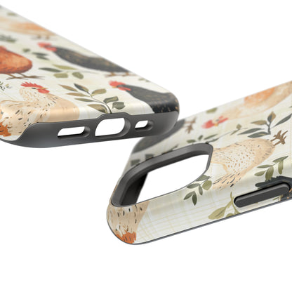 MagSafe iPhone Case: Vintage Chicken Farmhouse Case – Rustic Leaves Design