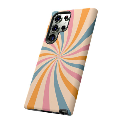 Retro Swirl Pattern Samsung Galaxy Case – Bold 70s Vibe in Pink, Orange, and Teal