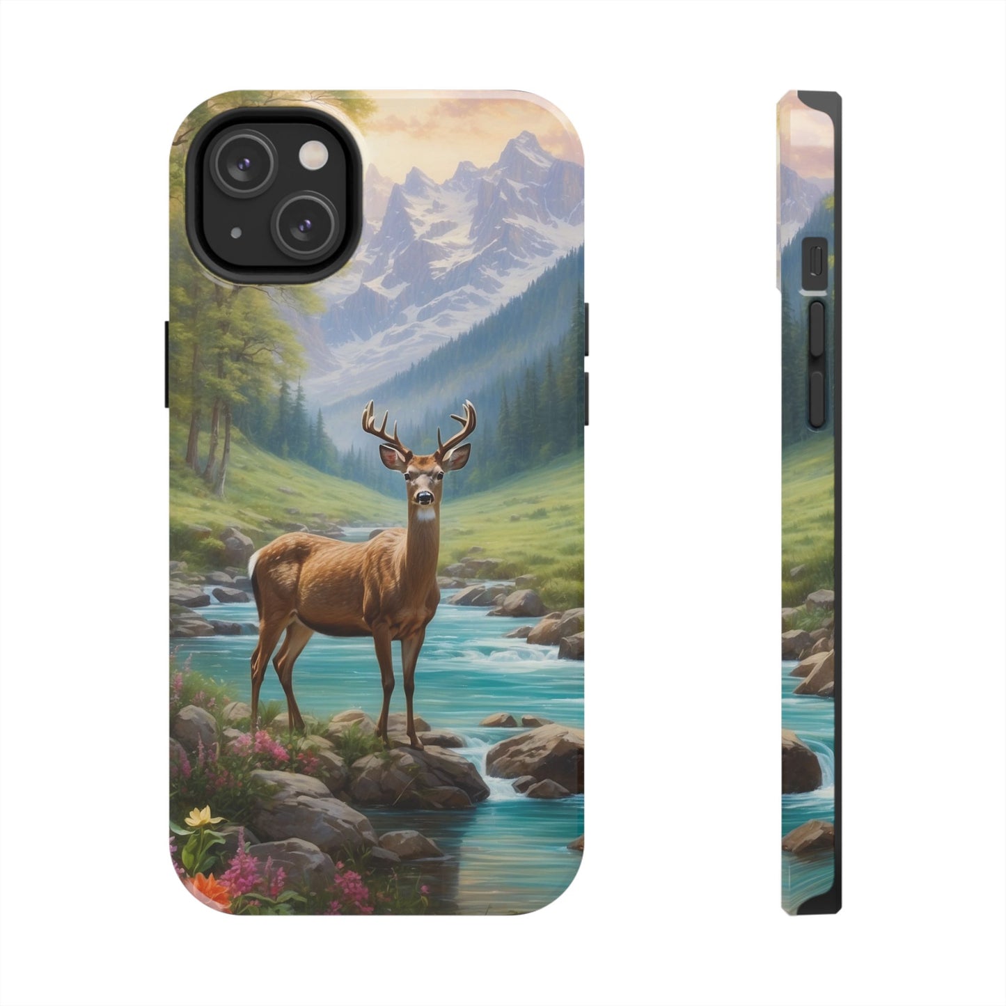 Alpine Serenity – Stag in Mountain Bliss iPhone Cases