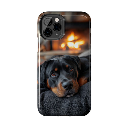 Warm Rottweiler by the Fireplace Samsung Galaxy Case – Rustic Charm for Dog Lovers