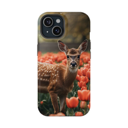 Fawn Among Tulips MagSafe iPhone Case