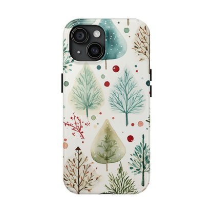 Watercolor Winter Trees iPhone Case – Nature-Inspired, Holiday Theme Protective Cover