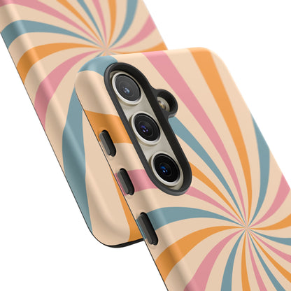 Retro Swirl Pattern Samsung Galaxy Case – Bold 70s Vibe in Pink, Orange, and Teal