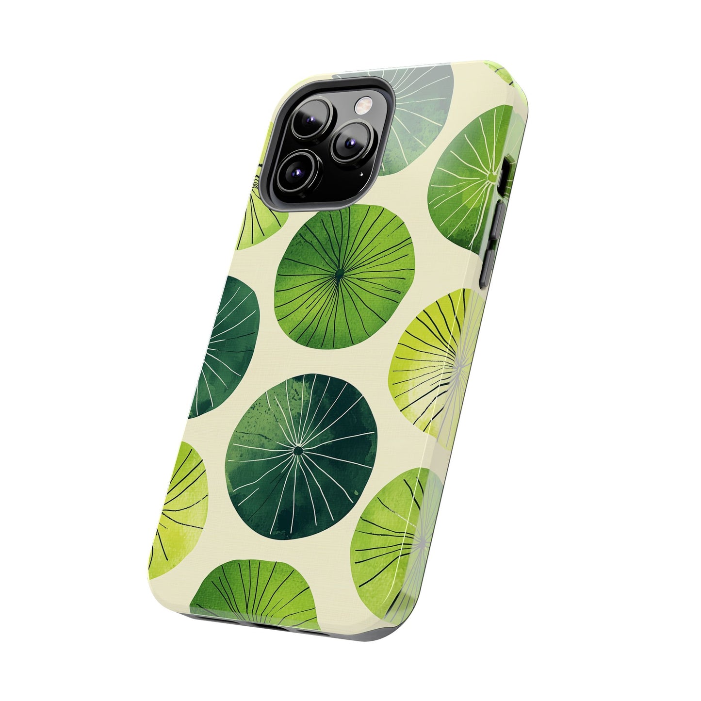 Watercolor Lily Pads iPhone Case – Shockproof, Matte Finish, Dual-Layer Protection