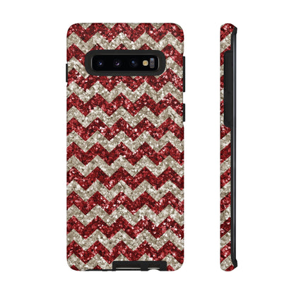 Sparkling Red & White Chevron – Glitter Illusion MagSafe iPhone Case