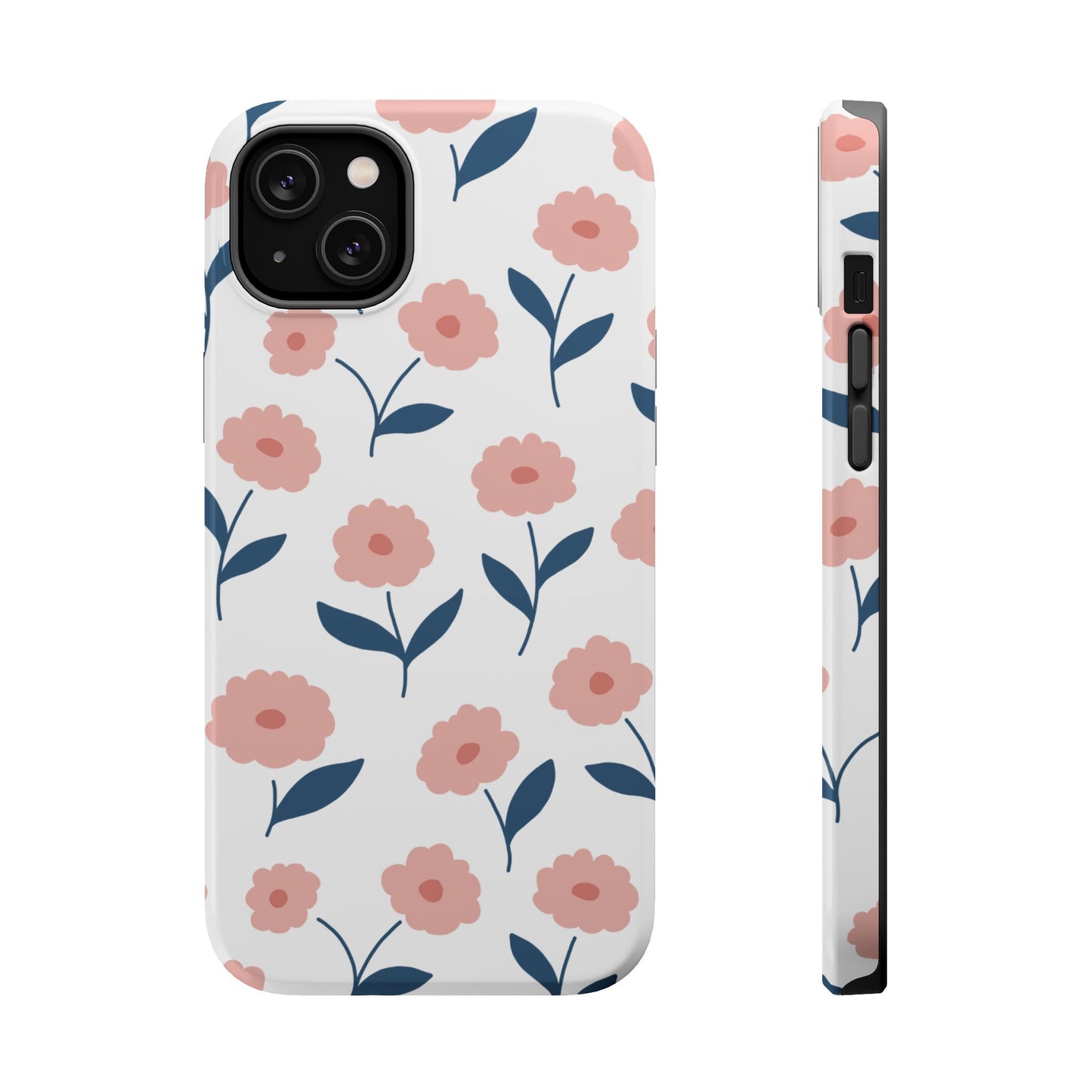 Playful Pink Floral Tough MagSafe  iPhone Case – Soft Pastel Design, Slim & Shockproof