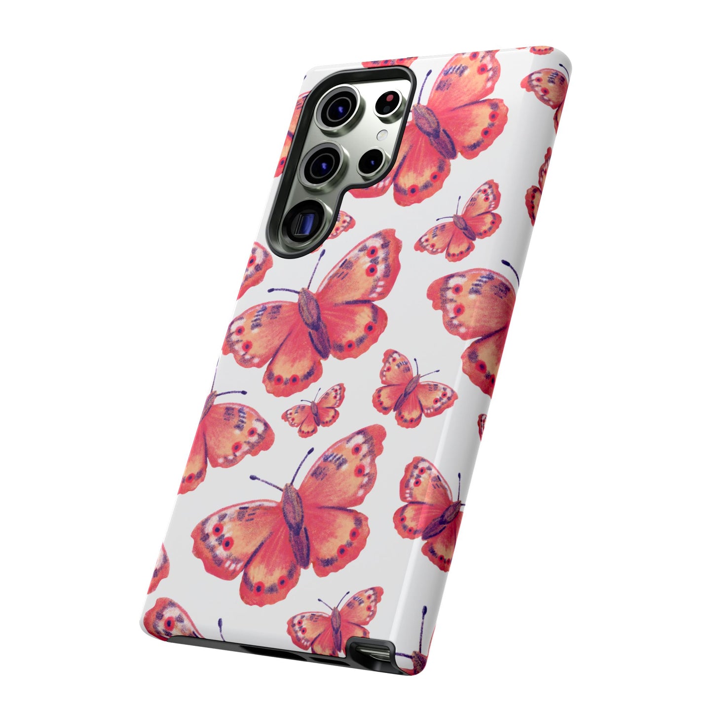 Coral Butterfly Samsung Galaxy Case – Slim, Protective Design with Bold Watercolor Print