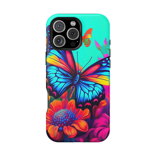 Vivid Butterfly & Floral Burst - MagSafe iPhone Case