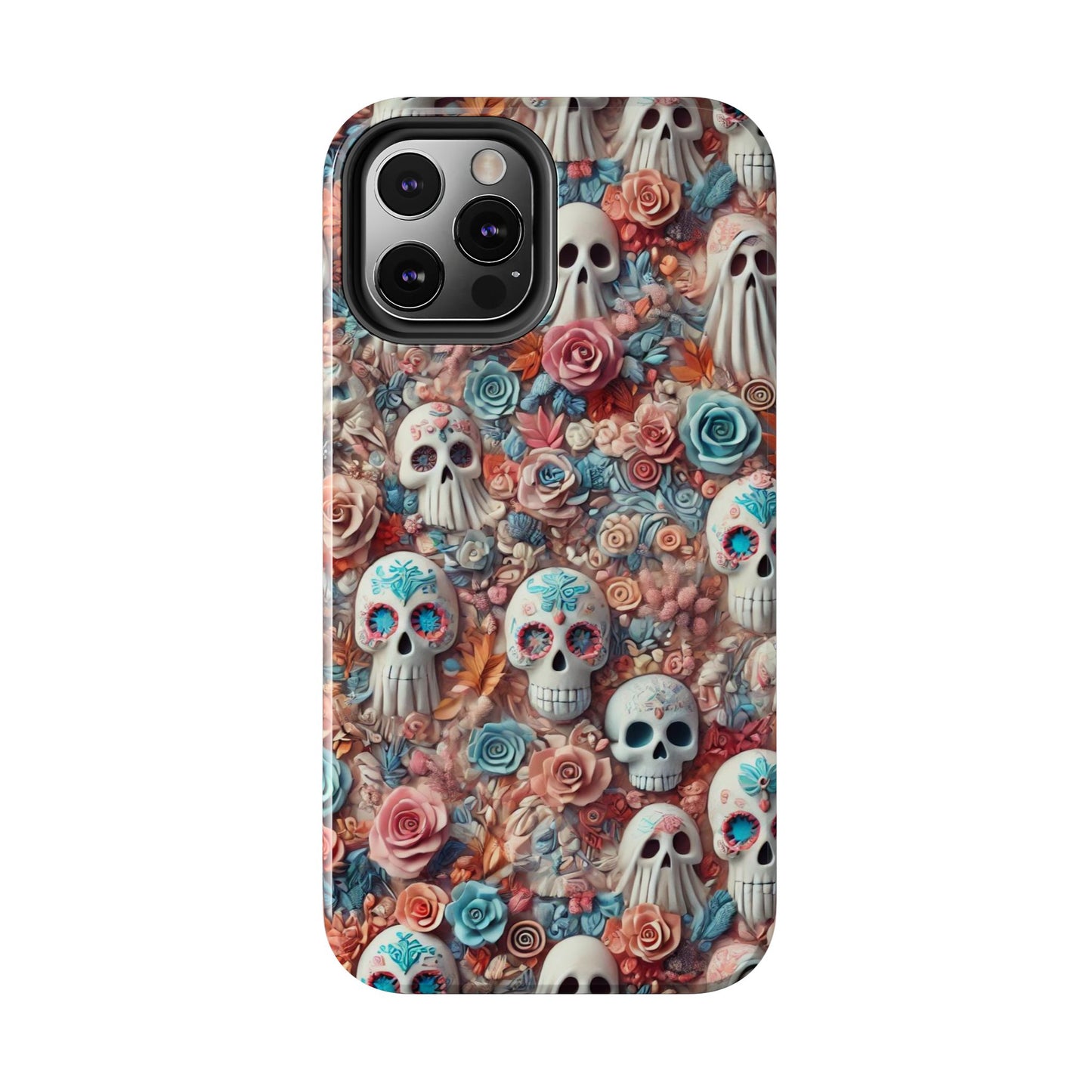 Day of the Dead Floral Skull iPhone Case - Colorful Protective Cover - Halloween Spooky Autumn Case