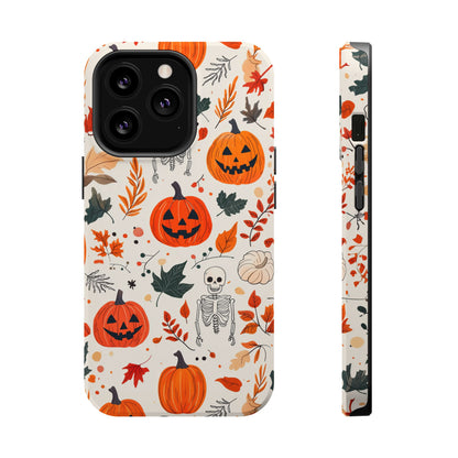 Halloween Pumpkin & Skeleton MagSafe iPhone Case – Spooky Autumn Design