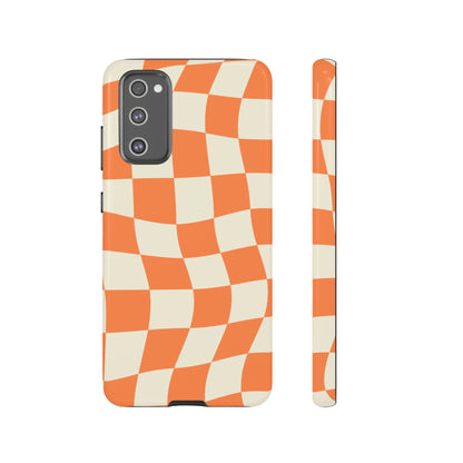 Wavy Retro Checkerboard Samsung Galaxy Case – Shockproof, Matte Finish, Dual-Layer Protection