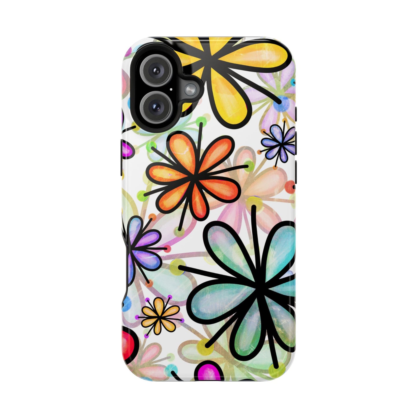 Retro Floral Pop MagSafe iPhone Case – Ultra-Slim Design, High-Gloss Finish