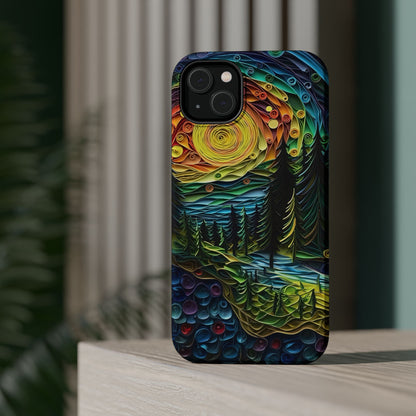 Radiant Forest Sunset MagSafe iPhone Case – Artistic Landscape Design