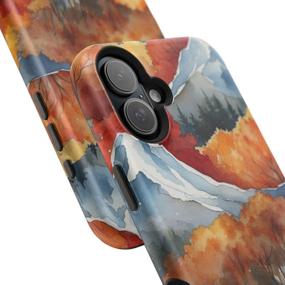 Autumn Mountain Forest Watercolor - MagSafe iPhone Case