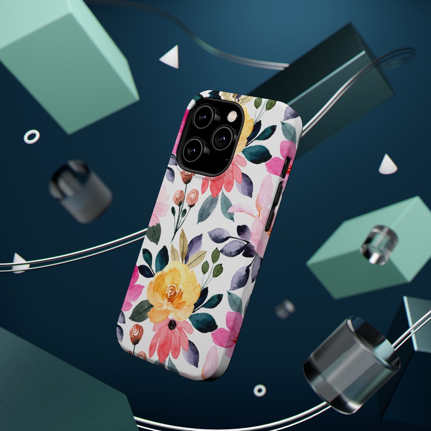 Blossoming Beauty – MagSafe Case with Pastel Floral Watercolor Design