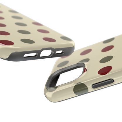 Red & Green Polka Dots on Cream – MagSafe iPhone Case