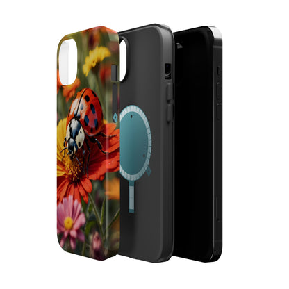 Ladybug on Orange Daisy - MagSafe iPhone Case