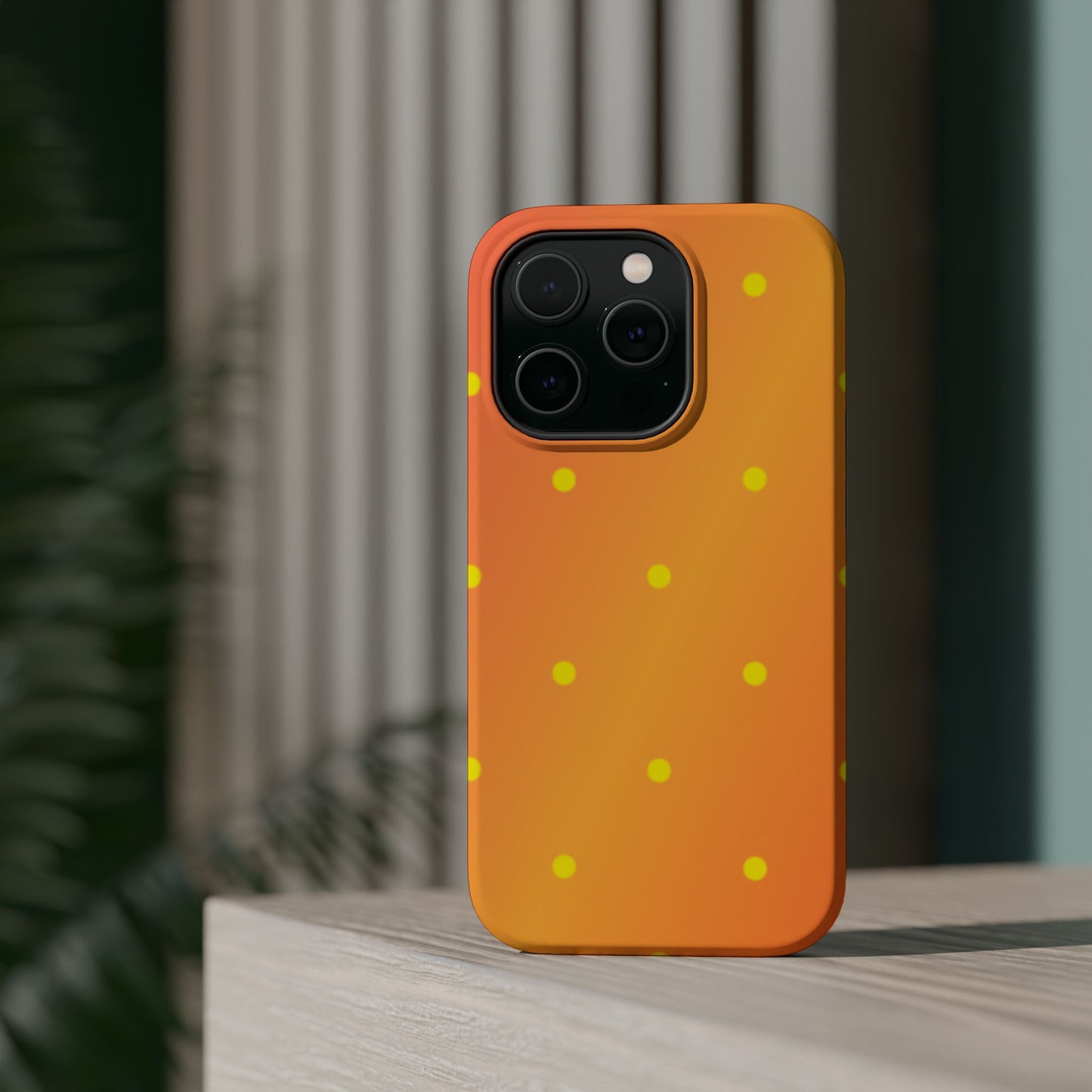 Sunset Gradient Polka Dots MagSafe iPhone Case – Shockproof, Matte Finish, Dual-Layer Protection