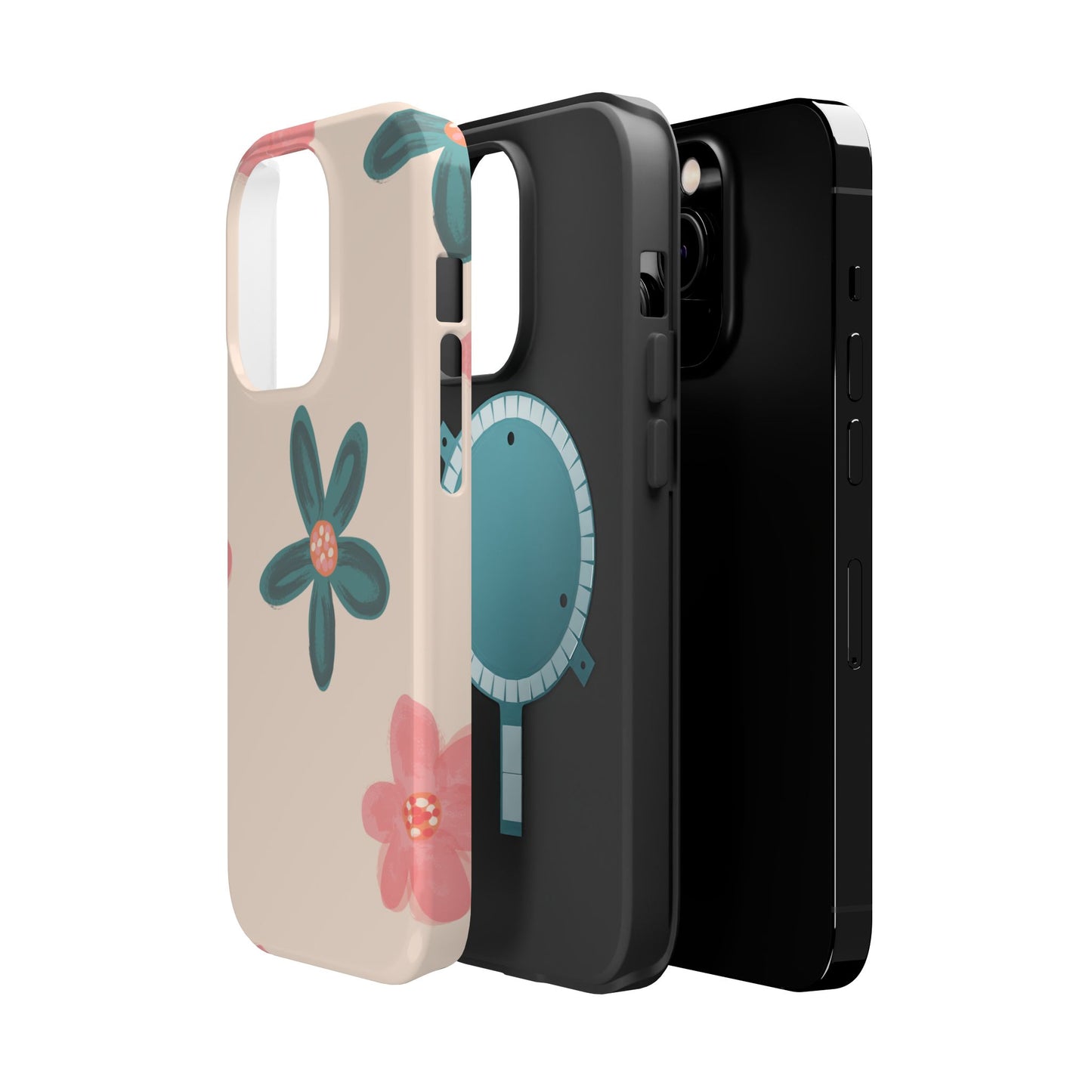 Vintage Floral Tough MagSafe iPhone Case – Soft Matte Finish with Dual-Layer Protection