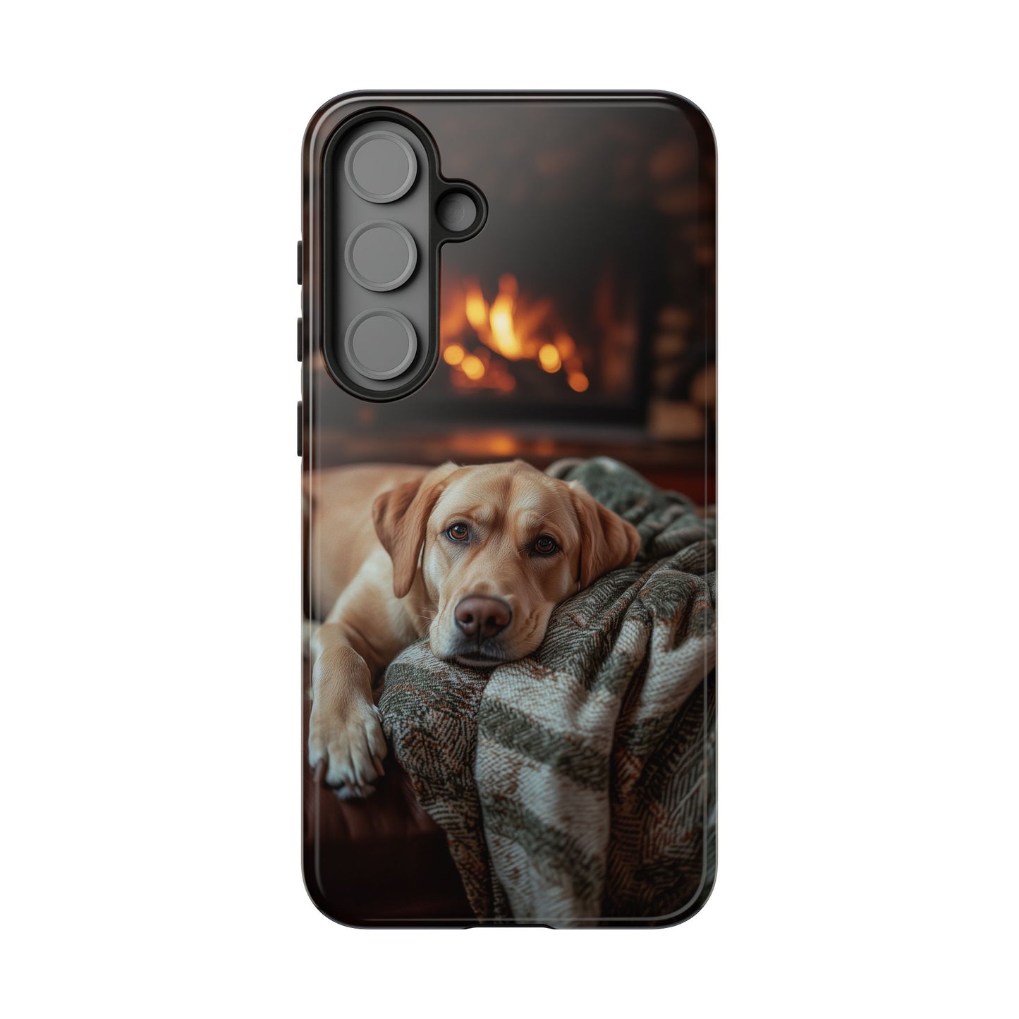 Cozy Labrador by Fireplace Samsung Galaxy Case – Rustic Cabin Protective Cover