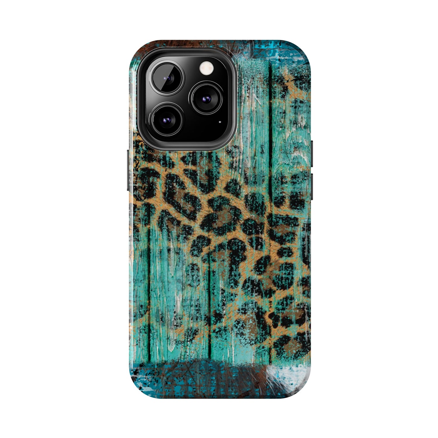 Turquoise Rustic Leopard Wood - iPhone Series Case