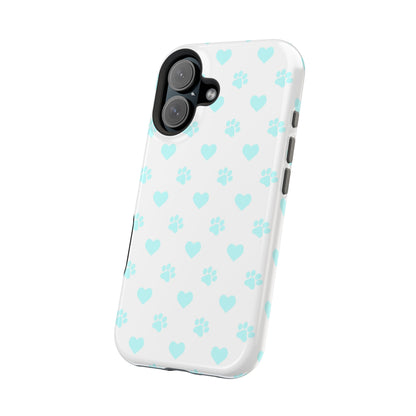 MagSafe Case - Aqua Paw Print & Heart Design