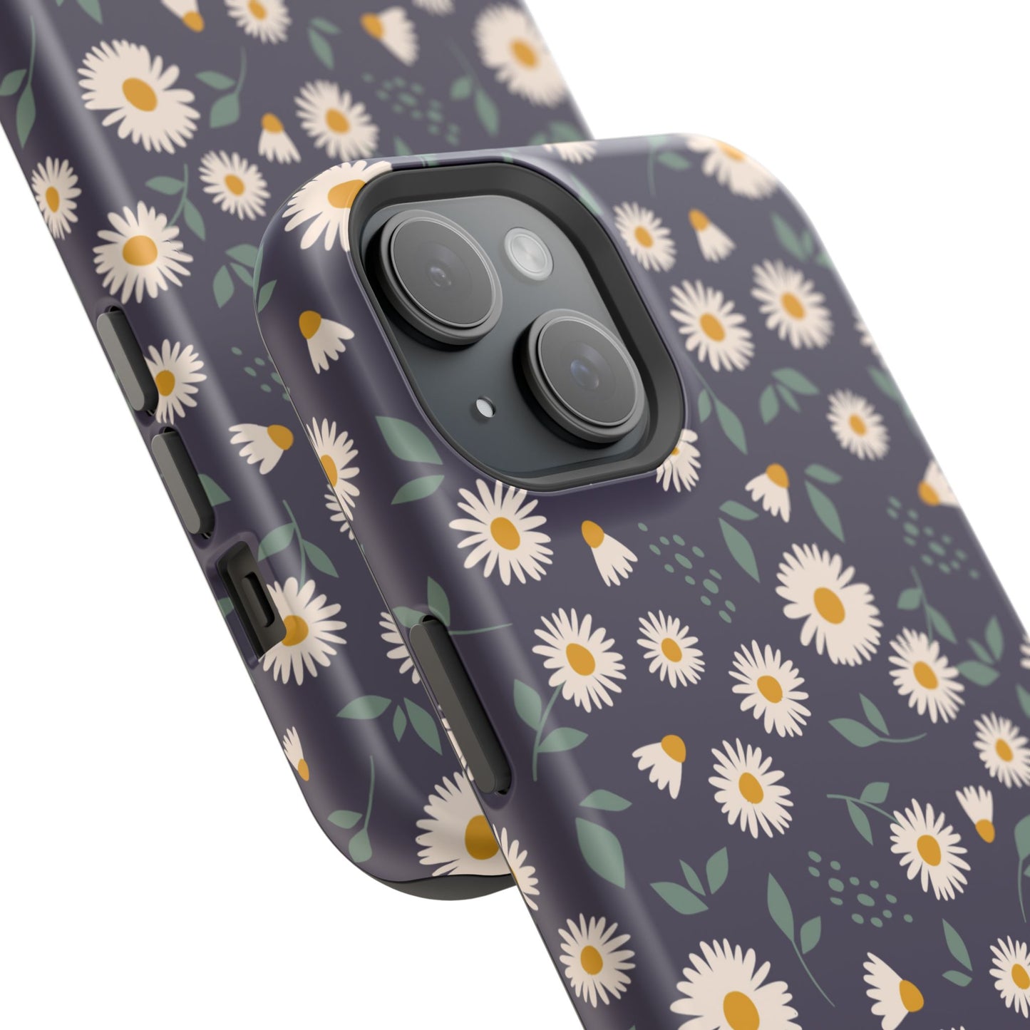 Midnight Daisy MagSafe iPhone Case – Dark Navy Floral Design, Slim and Protective