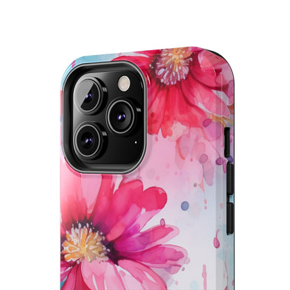 Vibrant Watercolor Red & Pink Floral - iPhone Case