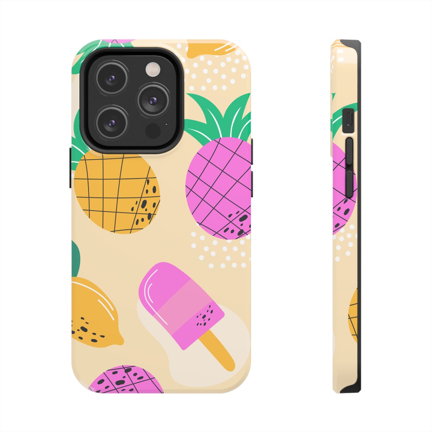 Tropical Pop iPhone Case – Fun Pineapple & Lemon Design with Vibrant Summery Colors