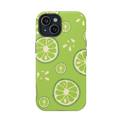 Zesty Lime Splash Tough MagSafe iPhone Case – Fresh Citrus Design, Dual-Layer Protection