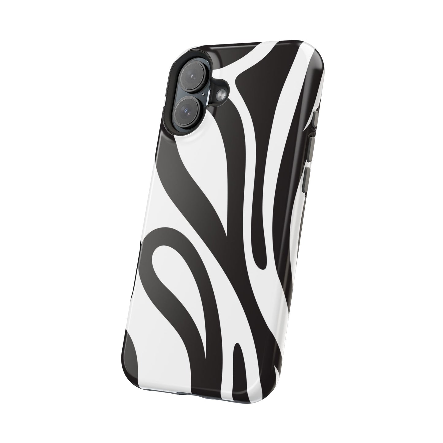 Modern Black and White Abstract Tough MagSafe iPhone Case – Bold Graphic Pattern with Dual-Layer Protection