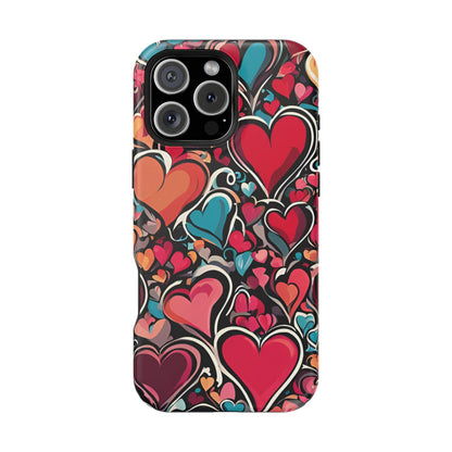 Vibrant Multicolor Heart Art – MagSafe-Compatible iPhone Case