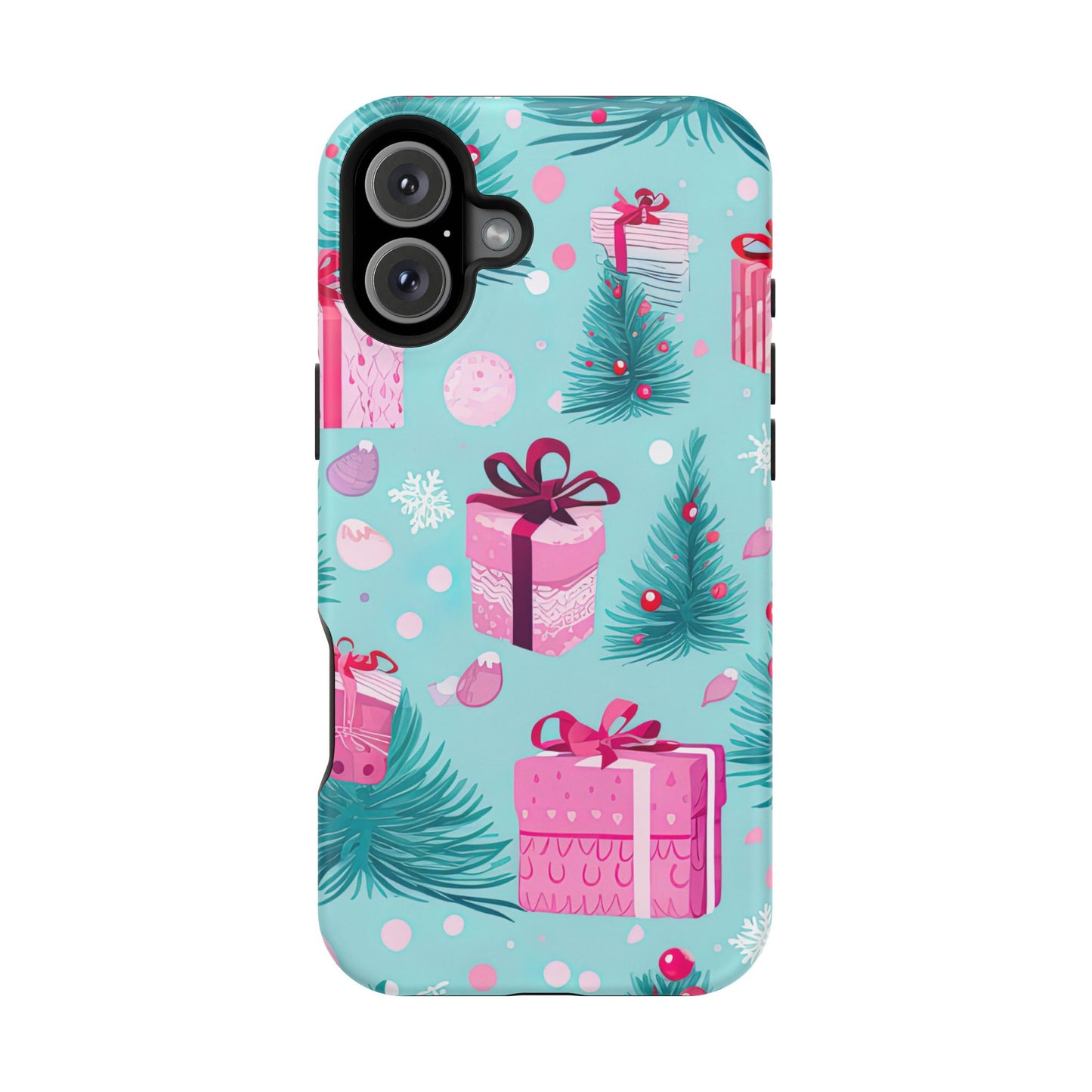 Festive Pink Christmas Gifts and Evergreen MagSafe iPhone Case – Holiday Theme, Protective Cover