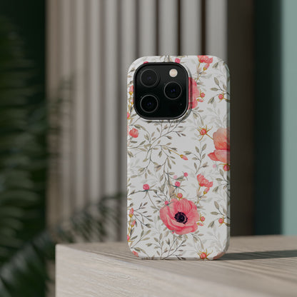 Pink Floral Watercolor MagSafe iPhone Case – Elegant Blossom Design with Magnetic Compatibility