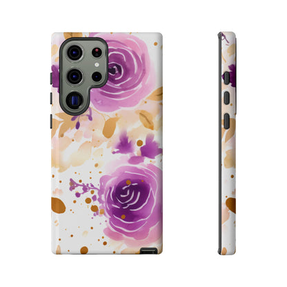 Soft Purple & Gold Floral Splash - Samsung Galaxy Series Case