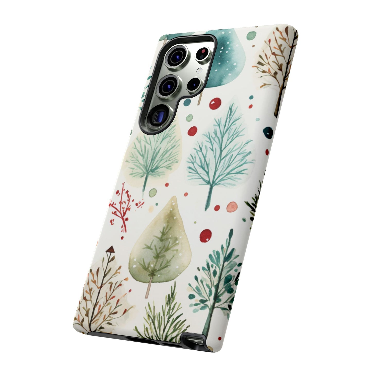 Watercolor Winter Trees Samsung Galaxy Case – Nature-Inspired, Holiday Theme Protective Cover